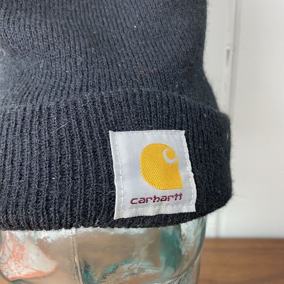 Carhartt Workwear Knit Cuffed Beanie Hat Cap Unisex Black Camping Construction - Picture 2 of 2